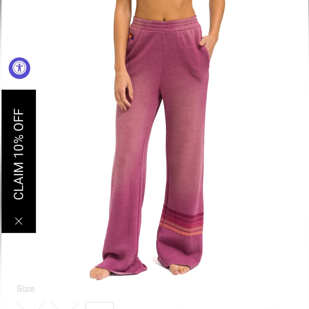 Aviator Nation Rugby Stitch Wide Leg Faded Berry